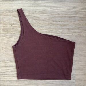 Joah Brown Brown Asymmetrical Crop Tank Top